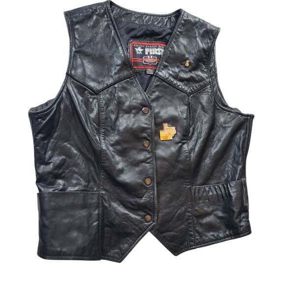 First Manufacturing Leather Vest XL Biker Motorcycle Club Riding Snap Taffeta - Picture 1 of 16